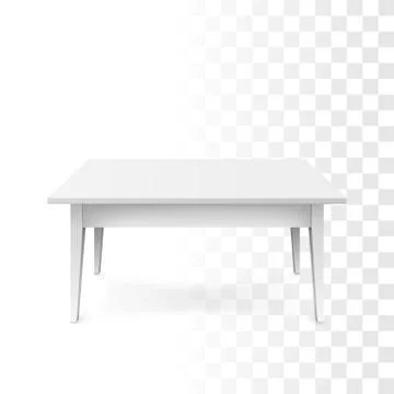 Realistic white table. White office table with shadow isolated on transparent Stock Illustration