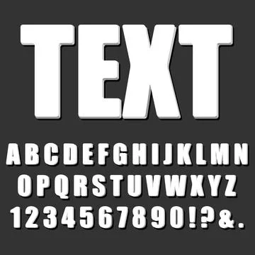 Realistic white text on a black background with volume letters and shadow. Stock Illustration