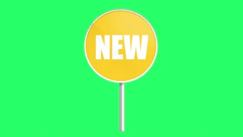 Realistic white text NEW sign isolate on green background. Stock Footage 166595073