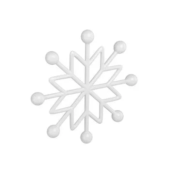 Realistic white three dimensional snowflake with spheres decorative design ve Stock Illustration