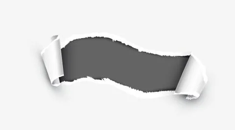 Realistic white torn paper withdamaged side Stock Illustration