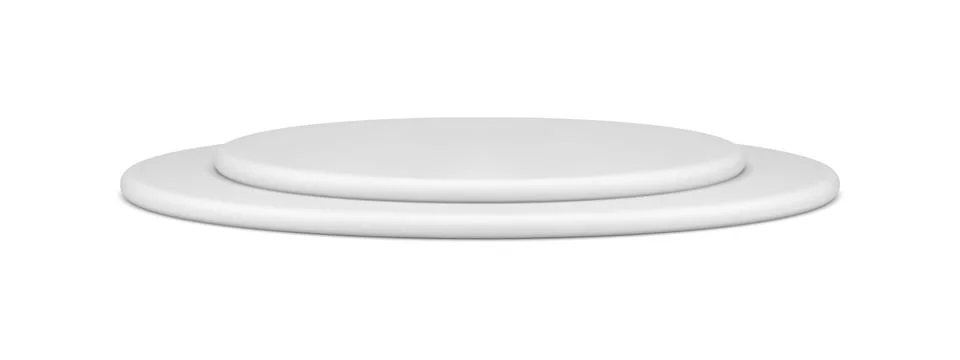 Realistic white two layer circle stage podium exhibition display isometric 3d Stock Illustration