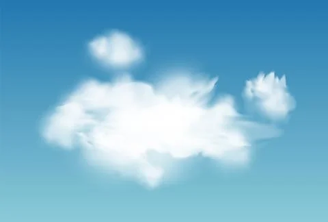 Realistic white vector cloud, fog or smoke isolated on transparent background Stock Illustration