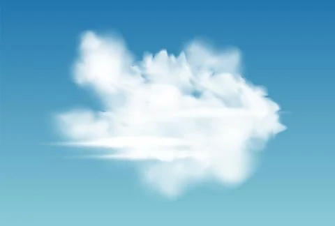 Realistic white vector cloud, fog or smoke isolated on transparent background Stock Illustration
