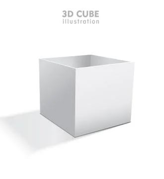 Realistic white vector opened blank box illustration with shadows. Illustrazione stock