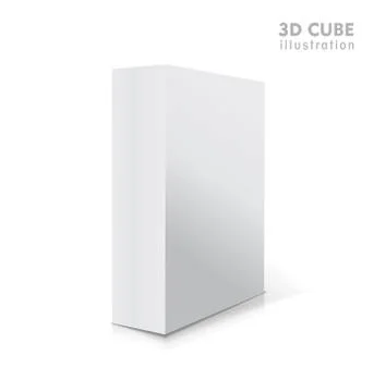 Realistic white vector opened blank 3d box illustration with shadows. Stock Illustration