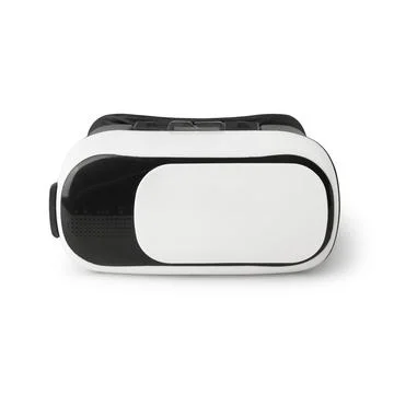 Realistic white virtual reality headset isolated on white background with c.. Stock Photos