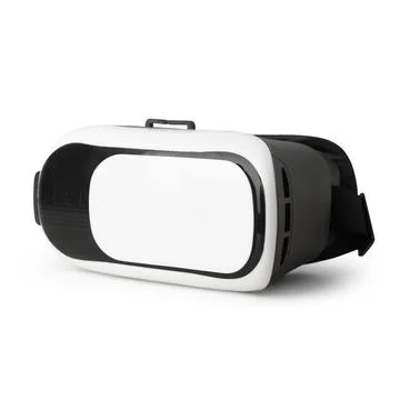 Realistic white virtual reality headset isolated on white background with c.. Stock Photos