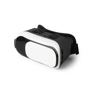 Realistic white virtual reality headset isolated on white background with c.. Stock Photos