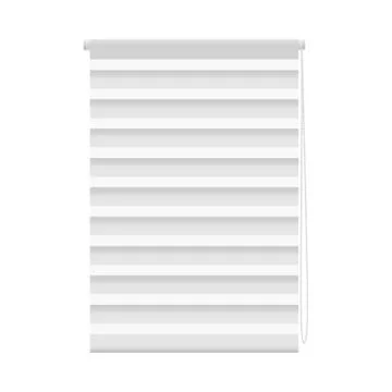Realistic white window blind with wide horizontal stripes and pull cord Stock Illustration