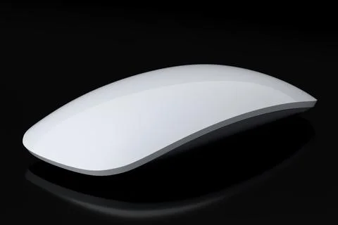 Realistic white wireless computer mouse with touch isolated on black backgrou Stock Illustration