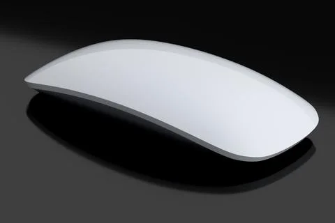 Realistic white wireless computer mouse with touch isolated on black backgrou Stock Illustration