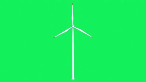 Realistic wind turbine or windmill separated on green background. Stock Footage 206771434