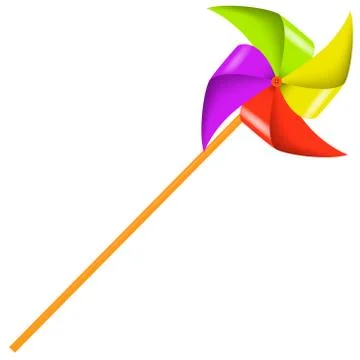 Realistic windmill with button in the center. isolated on white Illustrazione stock