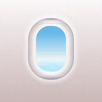 Realistic window of the airplane. Stock Illustration