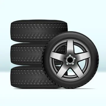 Realistic Winter Tire Stock Illustration