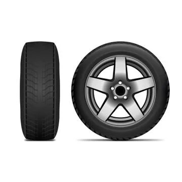 Realistic Winter Tire Stock Illustration
