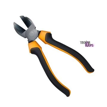 Realistic Wire cutters with rubber, plastic handles isolated Stock Illustration