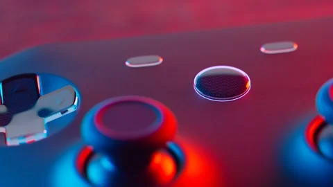 Realistic wireless gamepad for playing games. Video game controller on the table Stock Footage 201216204