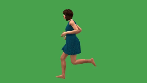 Realistic Woman Run Side Green Stock Footage 333772684