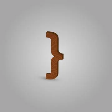 Realistic wood character from a typeset, vector illustration Stock Illustration
