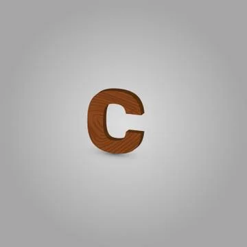 Realistic wood character from a typeset, vector illustration Illustrazione stock