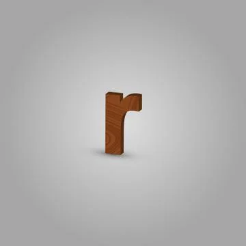 Realistic wood character from a typeset, vector illustration Stock Illustration