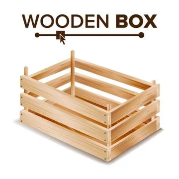 Realistic Wooden Box Vector. Box For Transportation And Storage Products. Empty 库存插图