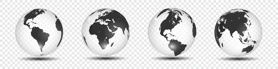 Realistic world map in globe shape of Earth on Transparent Background. Vector Stock Illustration