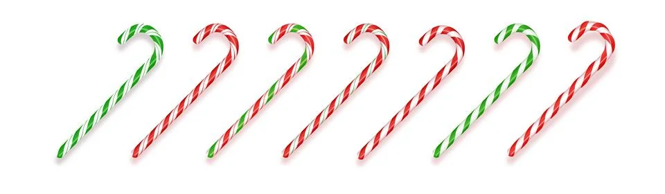 Realistic Xmas candy cane Vector illustration. Set of realistic Christmas candy Stock Illustration