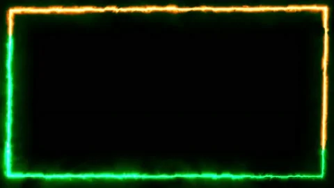 Realistic yellow and green light sqare shape on black background.  Stock Footage 201837387