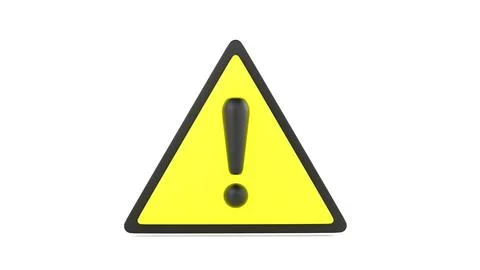 Realistic yellow-black triangle warning sign, front view, 3d rendering, ill.. Stock Illustration