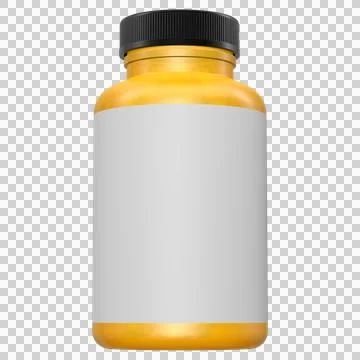 Realistic Yellow Bottle 3D Rendering Mockup Template Stock Illustration