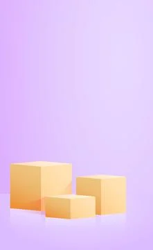 Realistic yellow cubes - boxes on blue studio background - Vector 스톡 일러스트