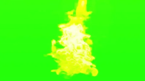 Realistic Yellow Fire Flame Burst on Green Screen Vídeos de archivo 335102884