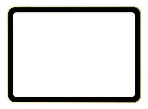 Realistic yellow horizontal tablet empty screen frame overlay mockup. Mobile pad Stock Illustration