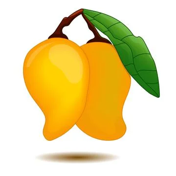 Realistic yellow mango Stock Illustration