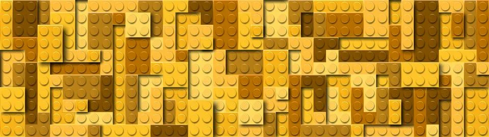 Realistic yellow plastic constructor background with shadows. Play and build 스톡 일러스트