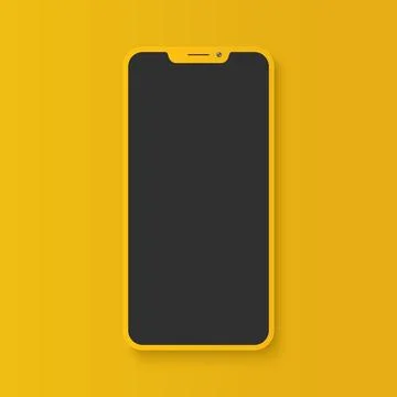 Realistic Yellow Smartphone Device Vector Mockup Template Stock Illustration