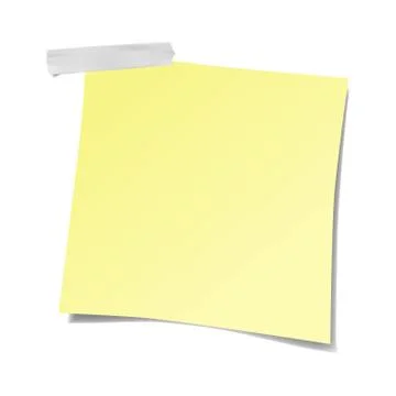 Realistic yellow sticky note isolated with real shadow on white background Illustrazione stock