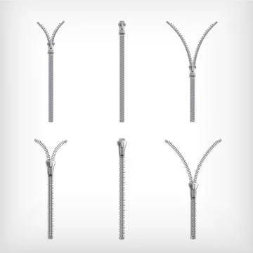 Realistic Zipper Set Illustrazione stock