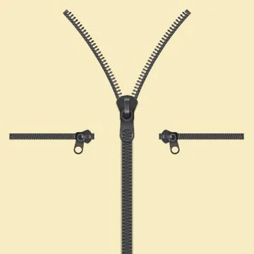 Realistic zipper template Stock Illustration