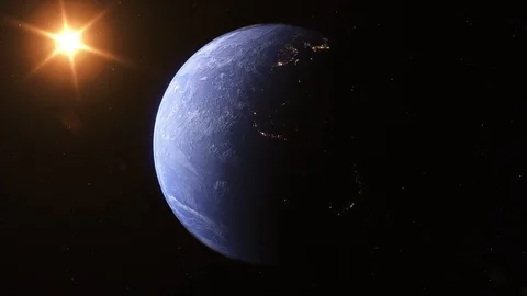 Realistiic Earth Rotating A Space Background. 360° Looped. Video stock 95855216
