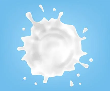 Realistik splashes of milk. Vector illustration. Stock Illustration
