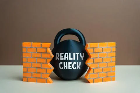 Reality check breaks down false ideas and misconceptions. Facing truth and ov Stock Photos