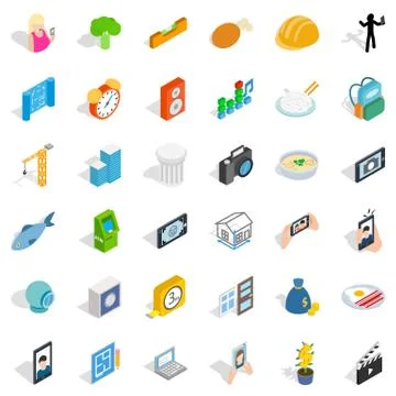 Reality icons set, isometric style Stock Illustration
