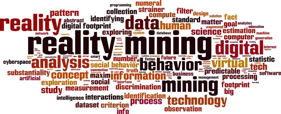 Reality mining word cloud Stock Illustration