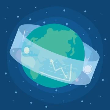 Reality virtual tech display interactive with earth planet Stock Illustration