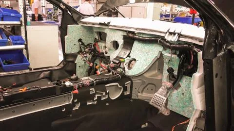 Realization of the electrical system of a car. Stock Photos