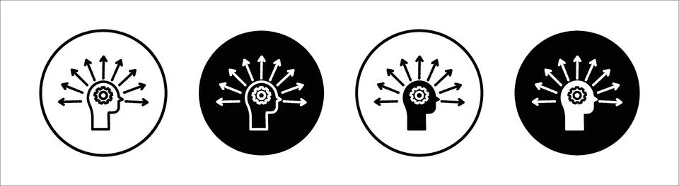Realization flat line icon set. Realization Thin line illustration vector Stock Illustration